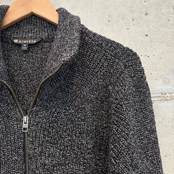 Athleta Sweaters - Athleta Swissvale Bomber Sweater, Heather Grey/Black, size Medium